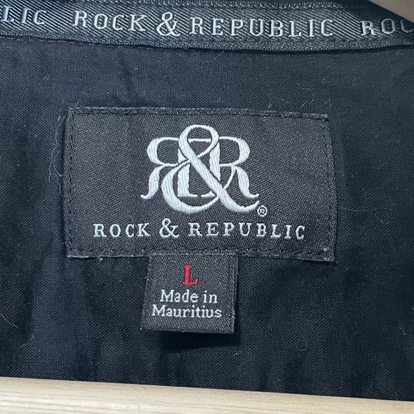 Rock & Republic Printed  Long Sleeve Button Up Shirt - Gray - 100% Cotton - Picture 5 of 9